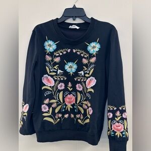 Black Solitaire Embroidered Sweater, size large